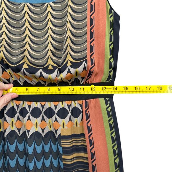 Classiques Entier Geometric Vibrant Print Knee-Length Sleeveless Silk Dress 0 - Picture 7 of 8